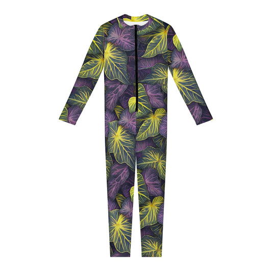 Luxtrini Iridescent Syngonium: Purple and Yellow Women Jumpsuit