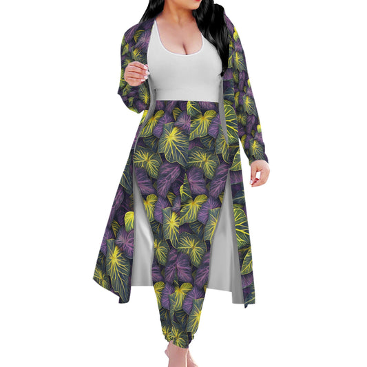 Luxtrini Iridescent Syngonium: Purple and Yellow Women Overalls Sportwear