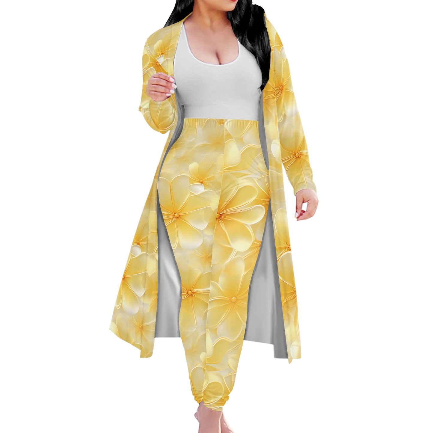 Yellow Plumeria Women Overalls Sportwear