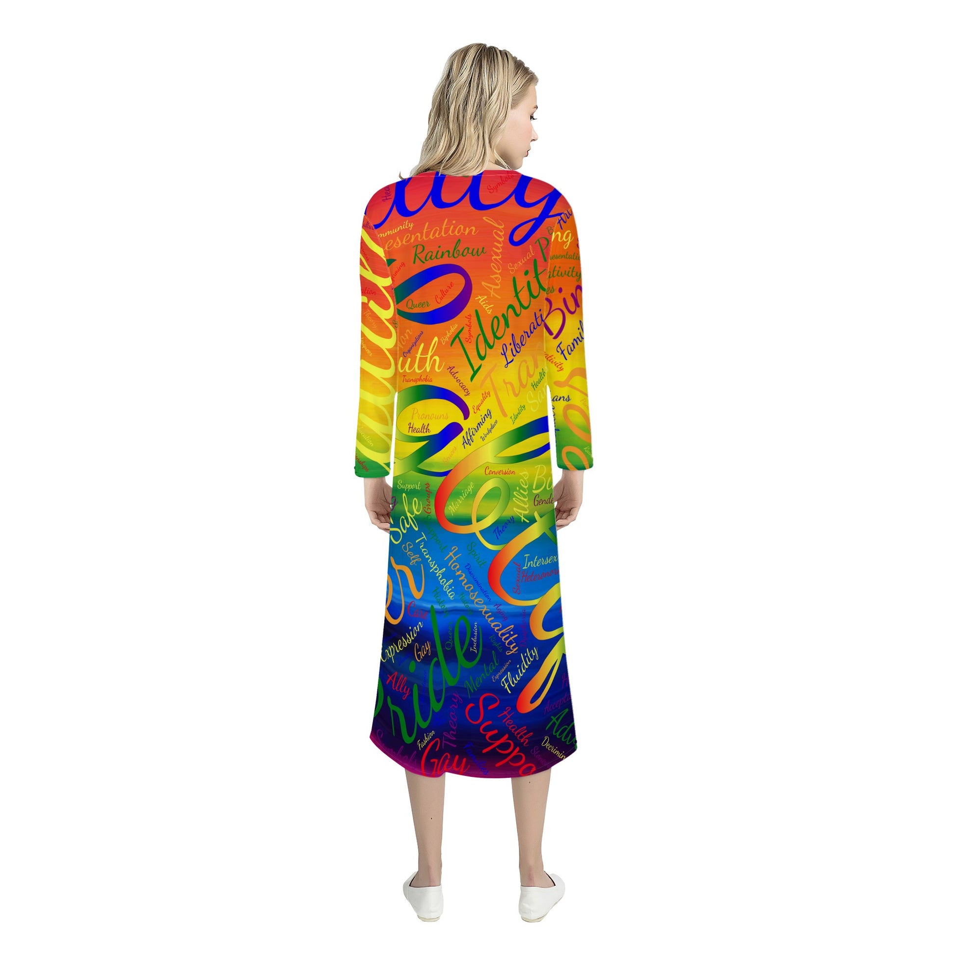 LGBTQ Word Cloud Women's Casual Long Open Front Cardigan