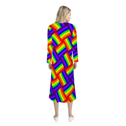 Rainbow Weave Women's Casual Long Open Front Cardigan