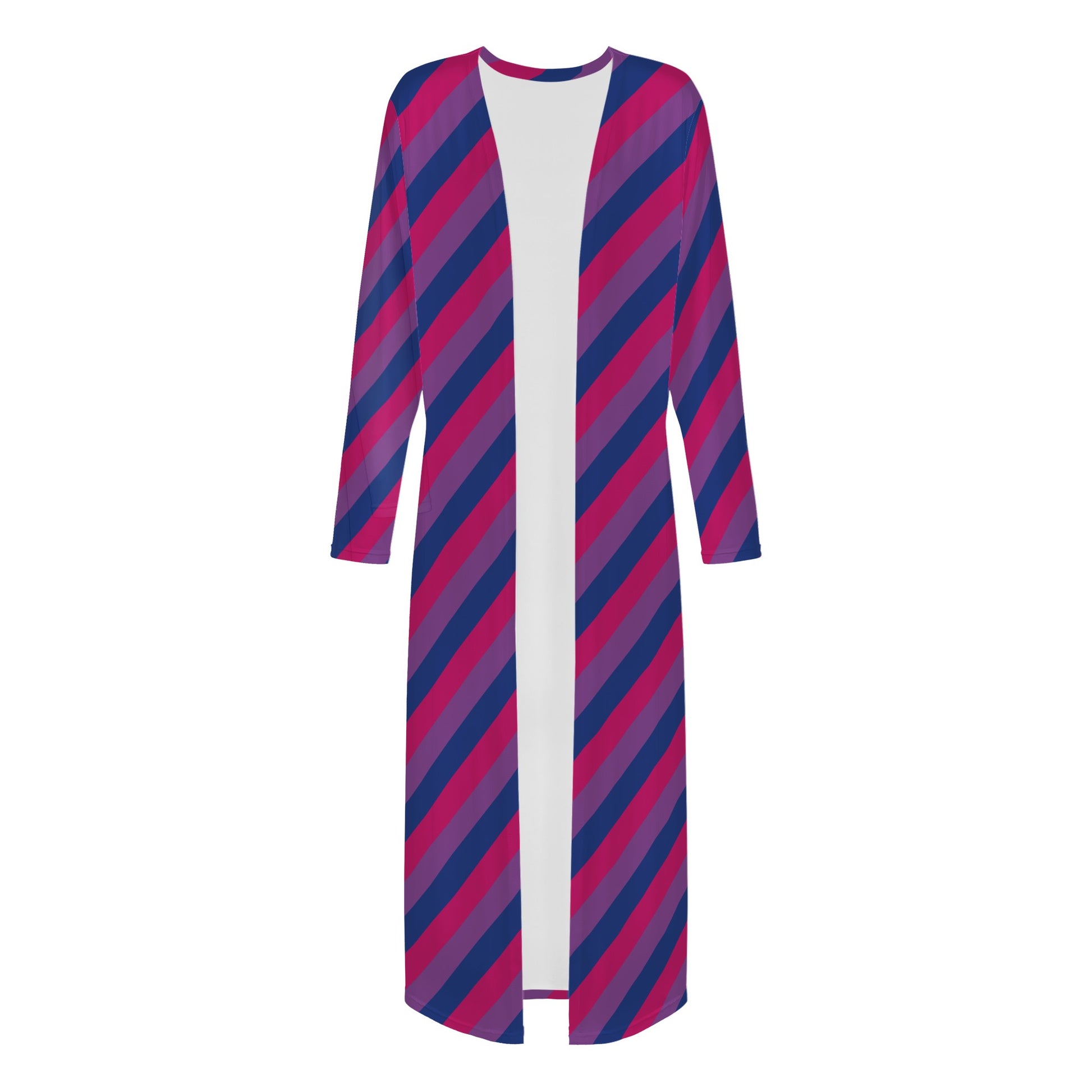 Bisexual Pride Women's Casual Long Open Front Cardigan