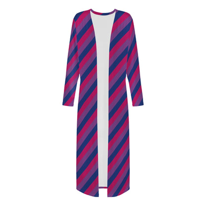 Bisexual Pride Women's Casual Long Open Front Cardigan