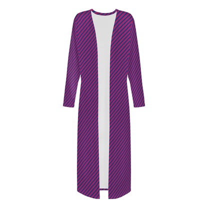 Bisexual Pride Women's Casual Long Open Front Cardigan