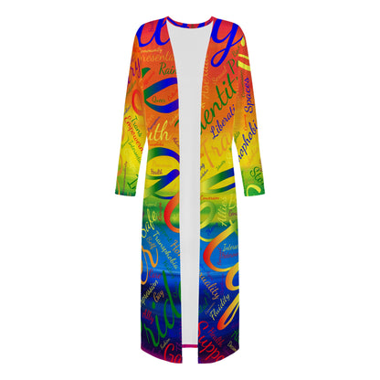 LGBTQ Word Cloud Women's Casual Long Open Front Cardigan