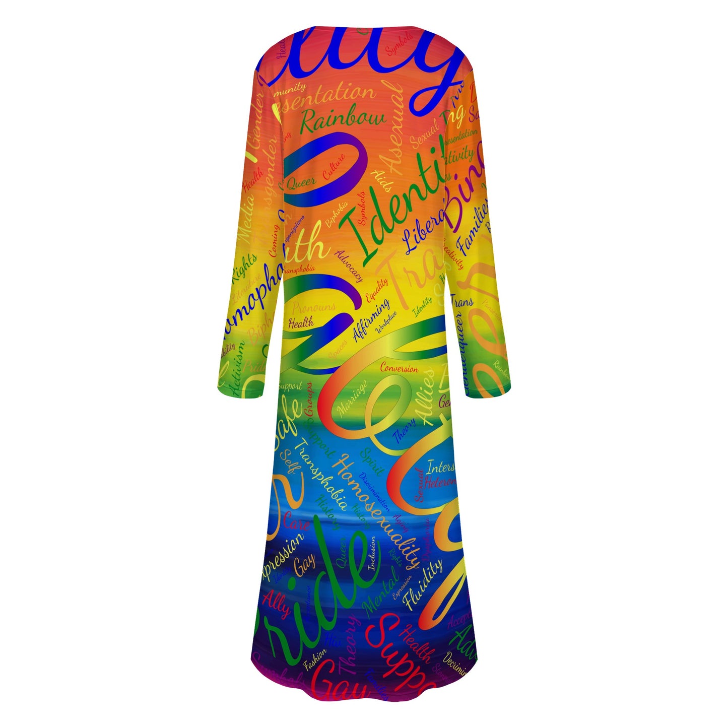 LGBTQ Word Cloud Women's Casual Long Open Front Cardigan