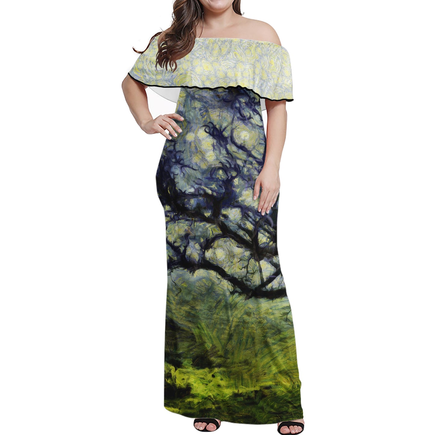 Like Van Gogh Women Off-shoulder Dress
