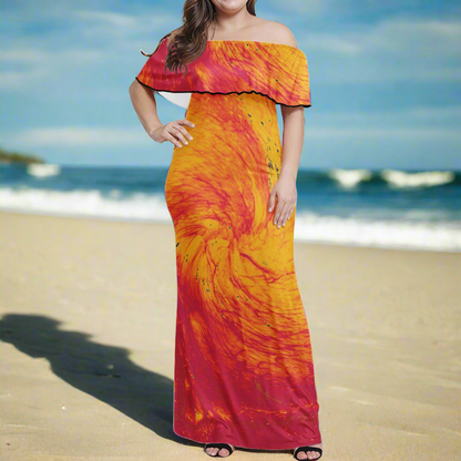 Pele's Fire Women Off Shoulder Maxi Dress - Sizes up to 7XL