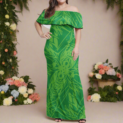 Green Fern Women Off Shoulder Maxi Dress - Sizes up to 7XL