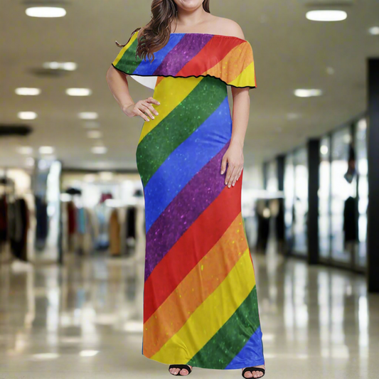 LGBTQ Pride Women Off Shoulder Maxi Dress - Sizes up to 7XL