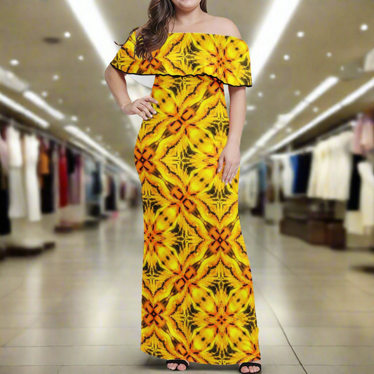 Toghu Yellow Women Off Shoulder Maxi Dress - Sizes up to 7XL