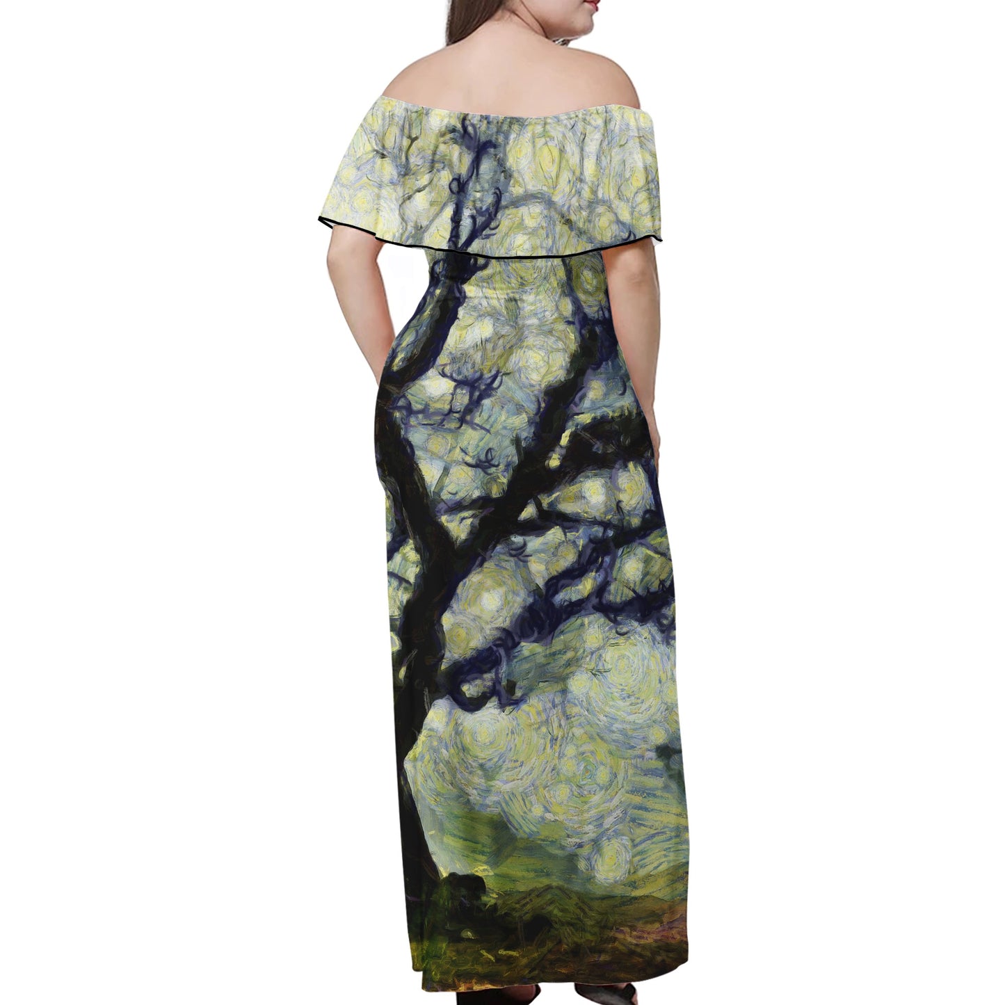 Like Van Gogh Women Off-shoulder Dress