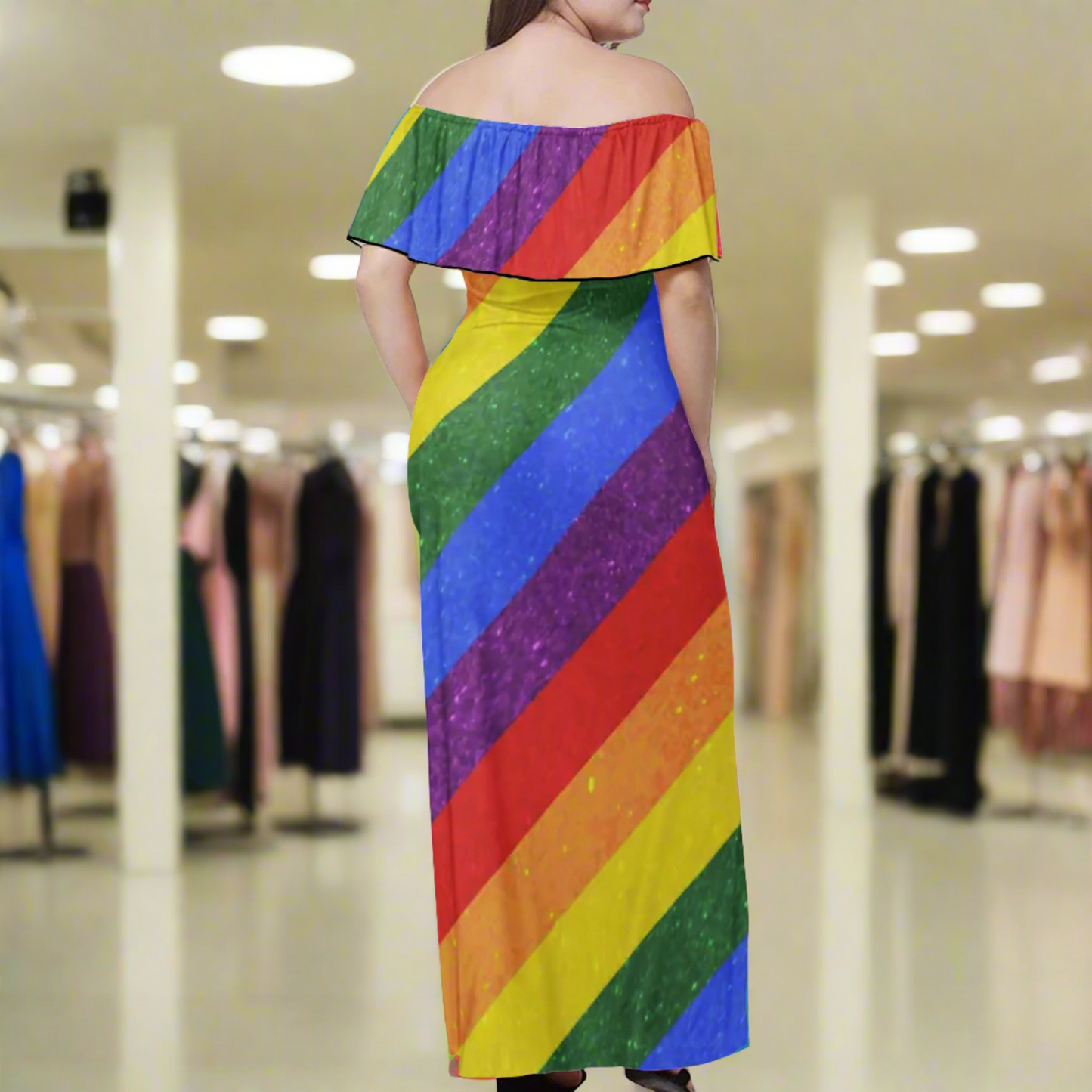 LGBTQ Pride Women Off Shoulder Maxi Dress - Sizes up to 7XL