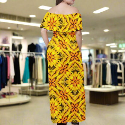 Toghu Yellow Women Off Shoulder Maxi Dress - Sizes up to 7XL