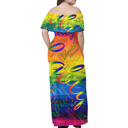 LGBTQ Word Cloud Women Off-shoulder Dress
