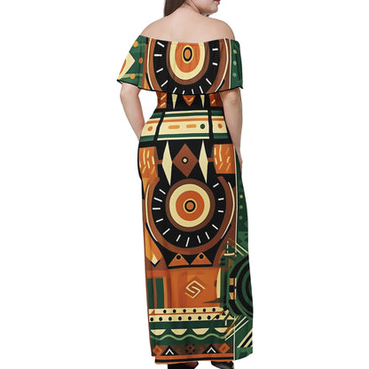 Vibrate African-Inspired Stylw with Futuristic Flair Women Off-shoulder Dress