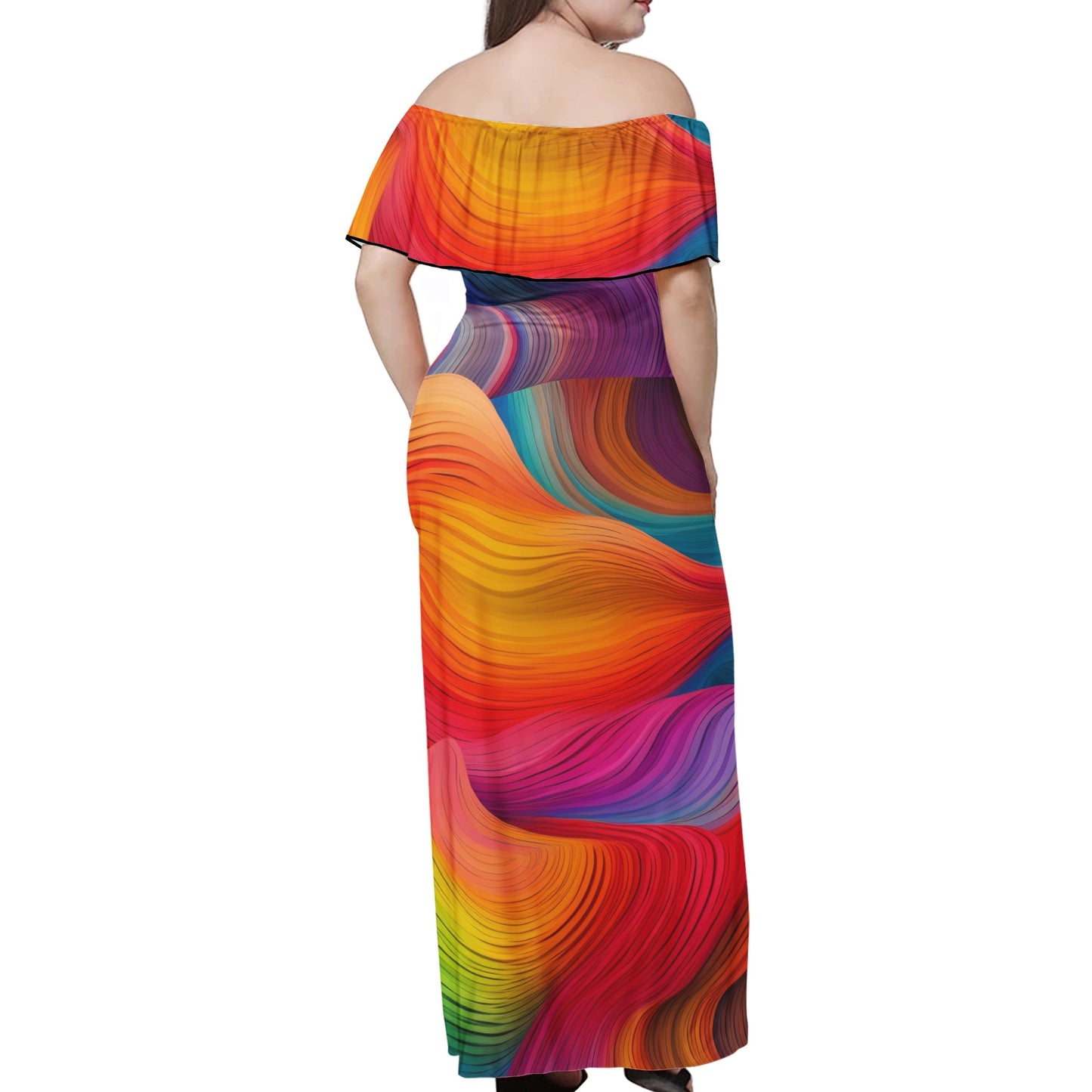 Rainbow Women Off-shoulder Dress