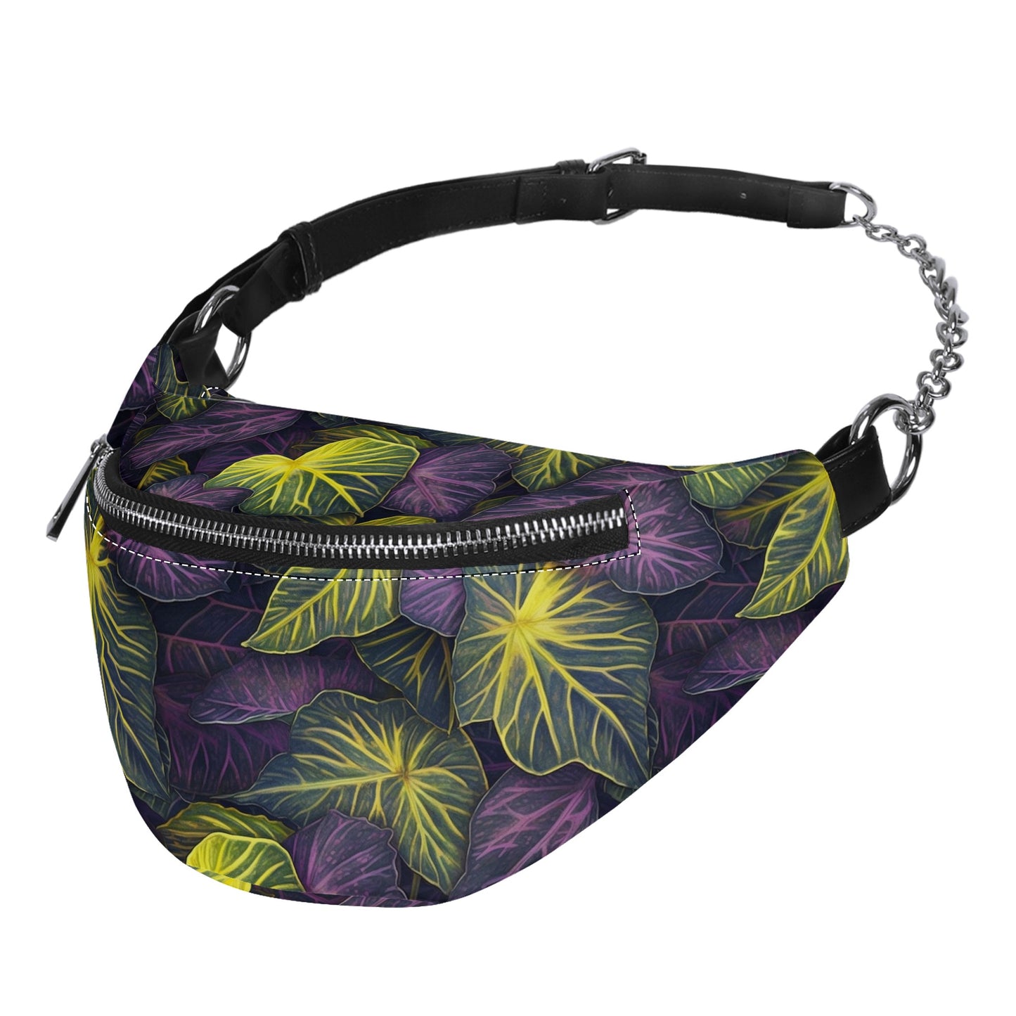 Luxtrini Iridescent Syngonium: Purple and Yellow Fashion Fanny bag