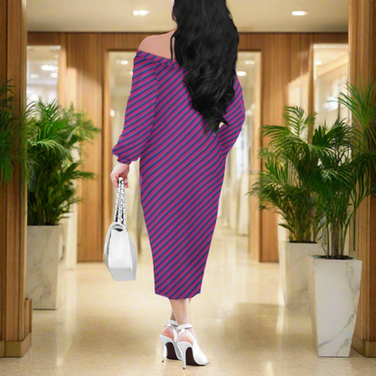 Bisexual Pride Women's Long Sleeve Off-Shoulder Dress - Celebrate Diversity with Style and Comfort