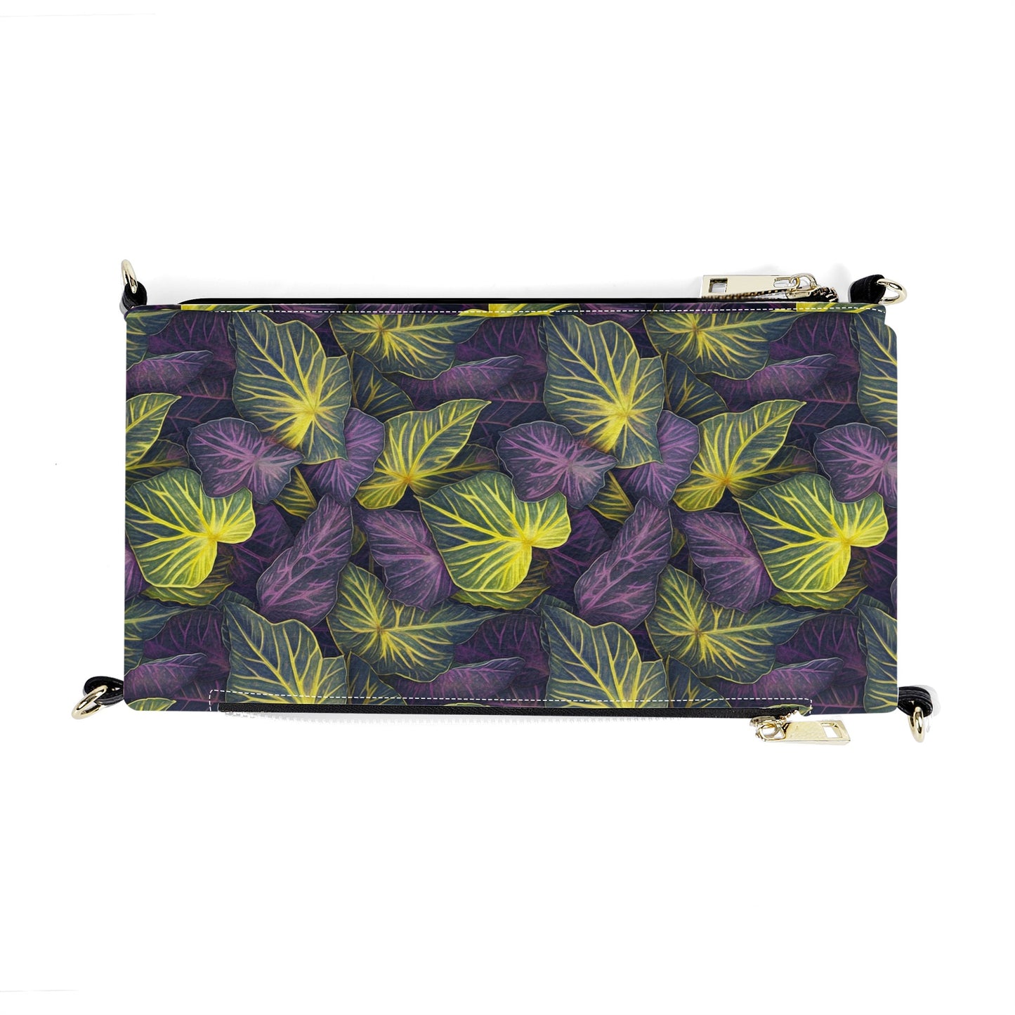 Luxtrini Iridescent Syngonium: Purple and Yellow Foldable Cross Body Handbags