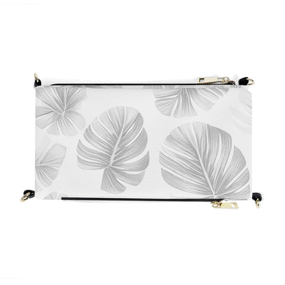 White Monstera Foldable Cross Body Handbags