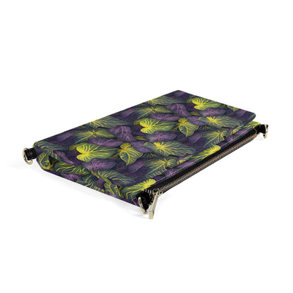 Luxtrini Iridescent Syngonium: Purple and Yellow Foldable Cross Body Handbags