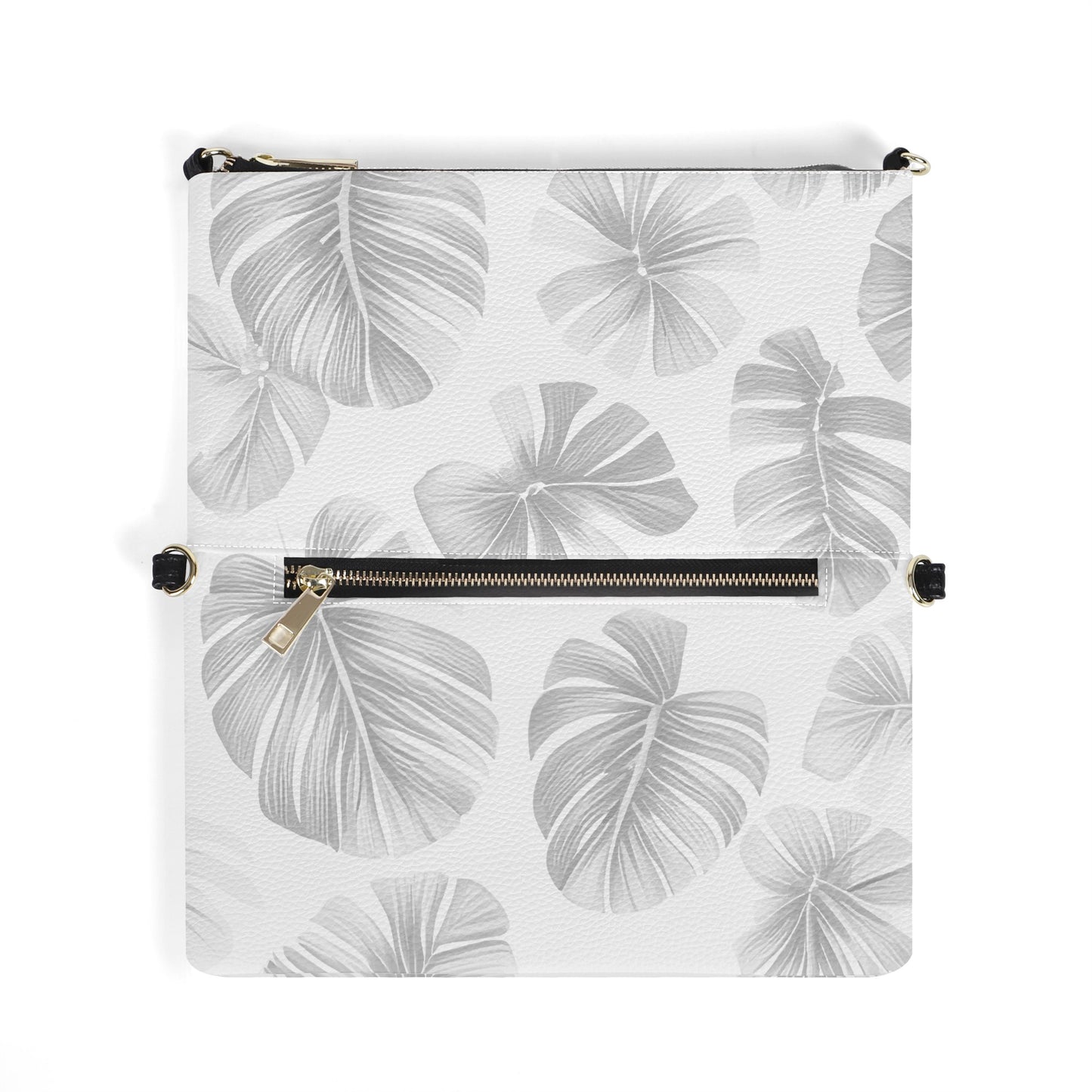 White Monstera Foldable Cross Body Handbags