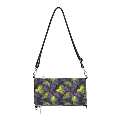 Luxtrini Iridescent Syngonium: Purple and Yellow Foldable Cross Body Handbags