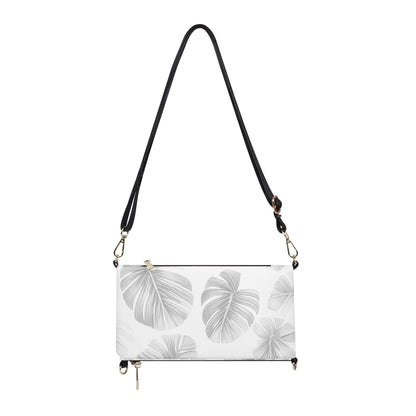 White Monstera Foldable Cross Body Handbags