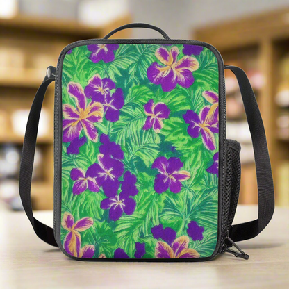 Lunch Box Bags - Blue Flag Iris on Green