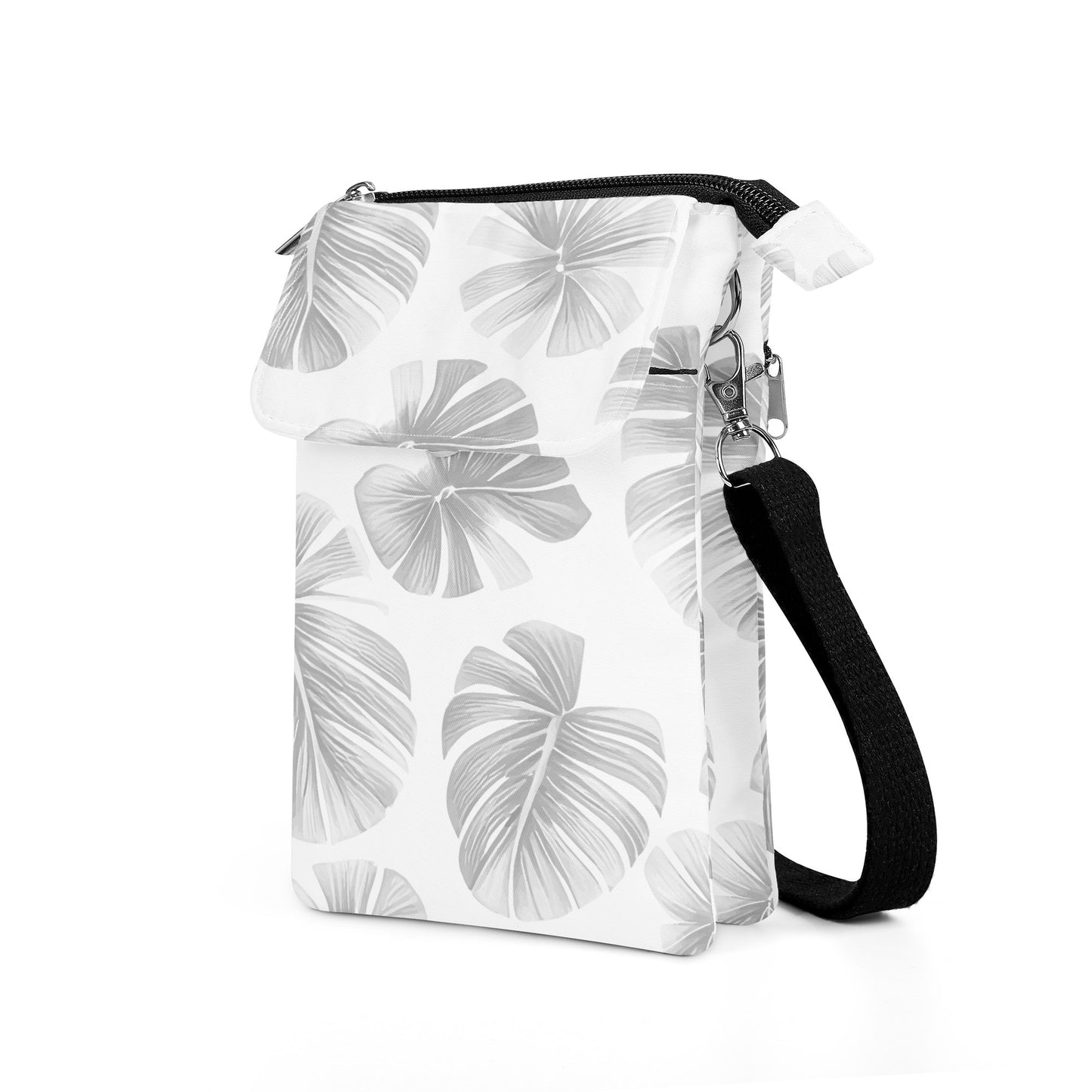 White Monstera Cloth Crossbody Bag