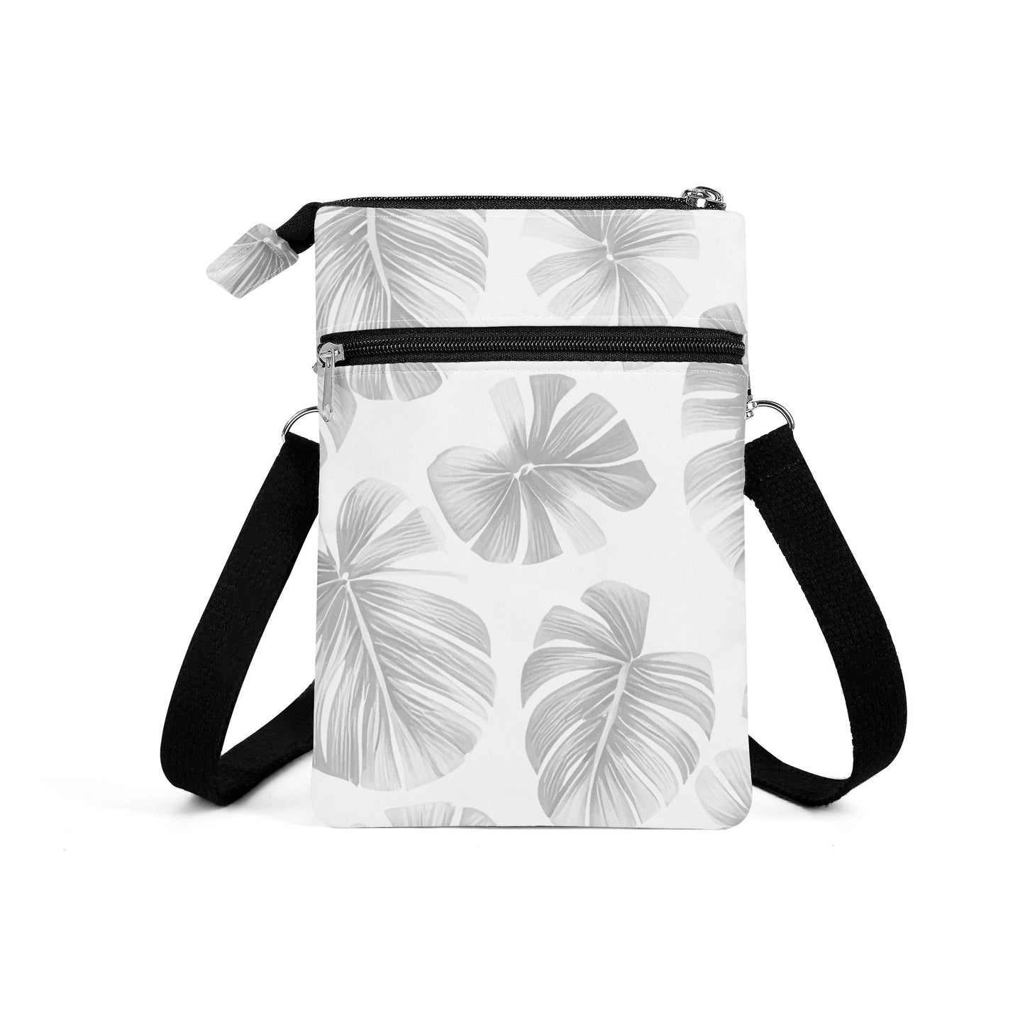 White Monstera Cloth Crossbody Bag