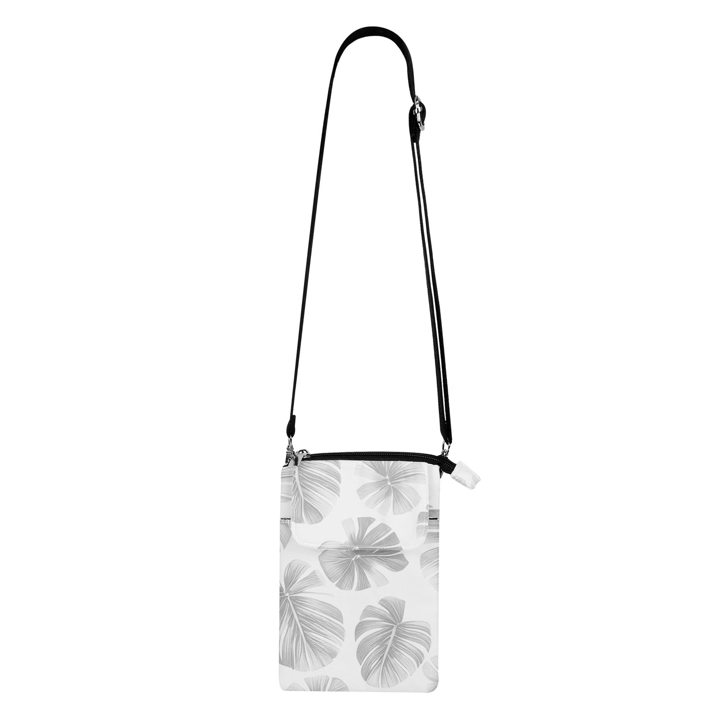 White Monstera Cloth Crossbody Bag