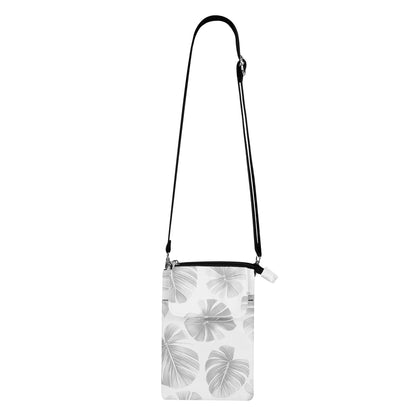 White Monstera Cloth Crossbody Bag