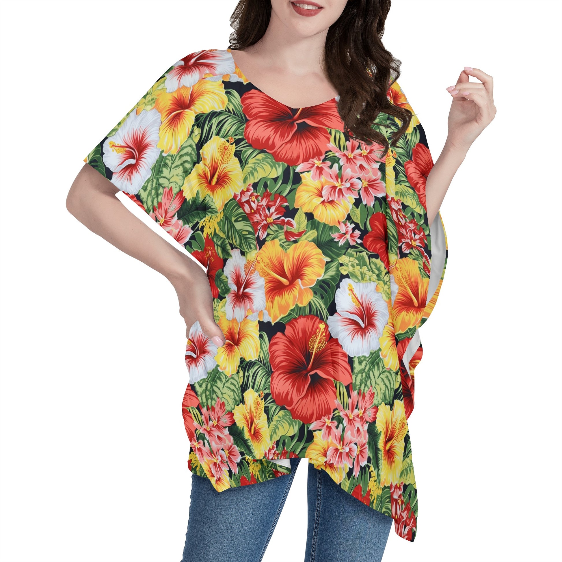 Hibiscus Women Oversize Shirt Dress