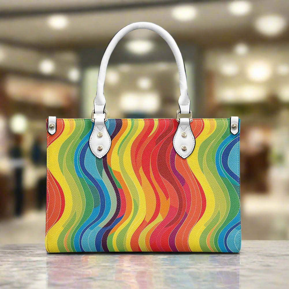 Wavy Rainbow Women's PU leather twill handbag