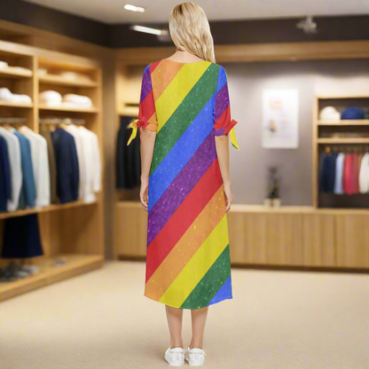 Rainbow Pride | Gay Pride | LGBTQ Pride | Bow Sleeve Chiffon Midi Dress