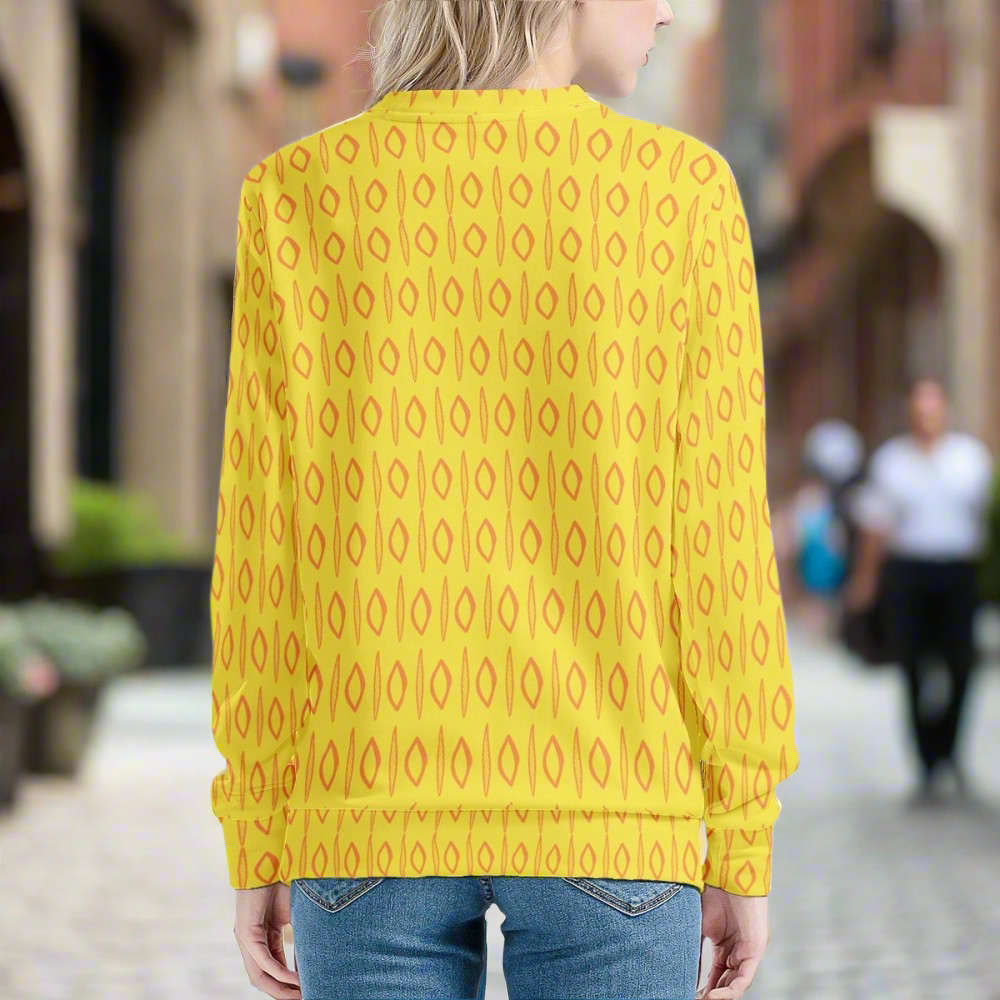 African | Ethnic | Mudcloth | #14 Yellow Women's Sweatshirt