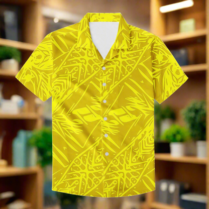 Yellow Fern Men's Hawaiian Shirt | Men's Aloha Shirt