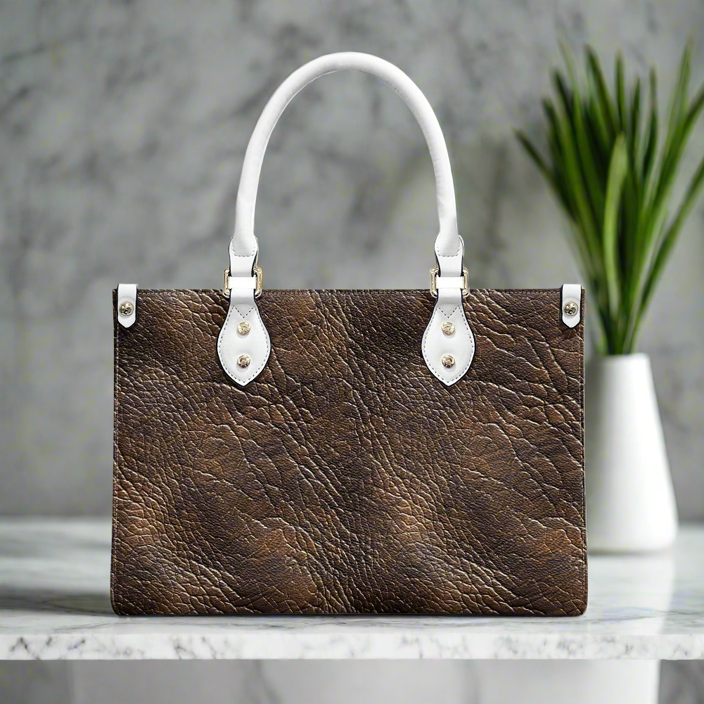 Mahogany Luxe: Premium Textured PU Leather Handbag Women's Twill