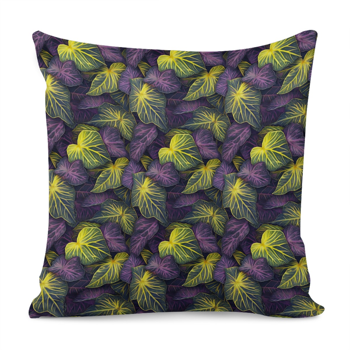 Luxtrini Iridescent Syngonium: Purple and Yellow Pillow Cover