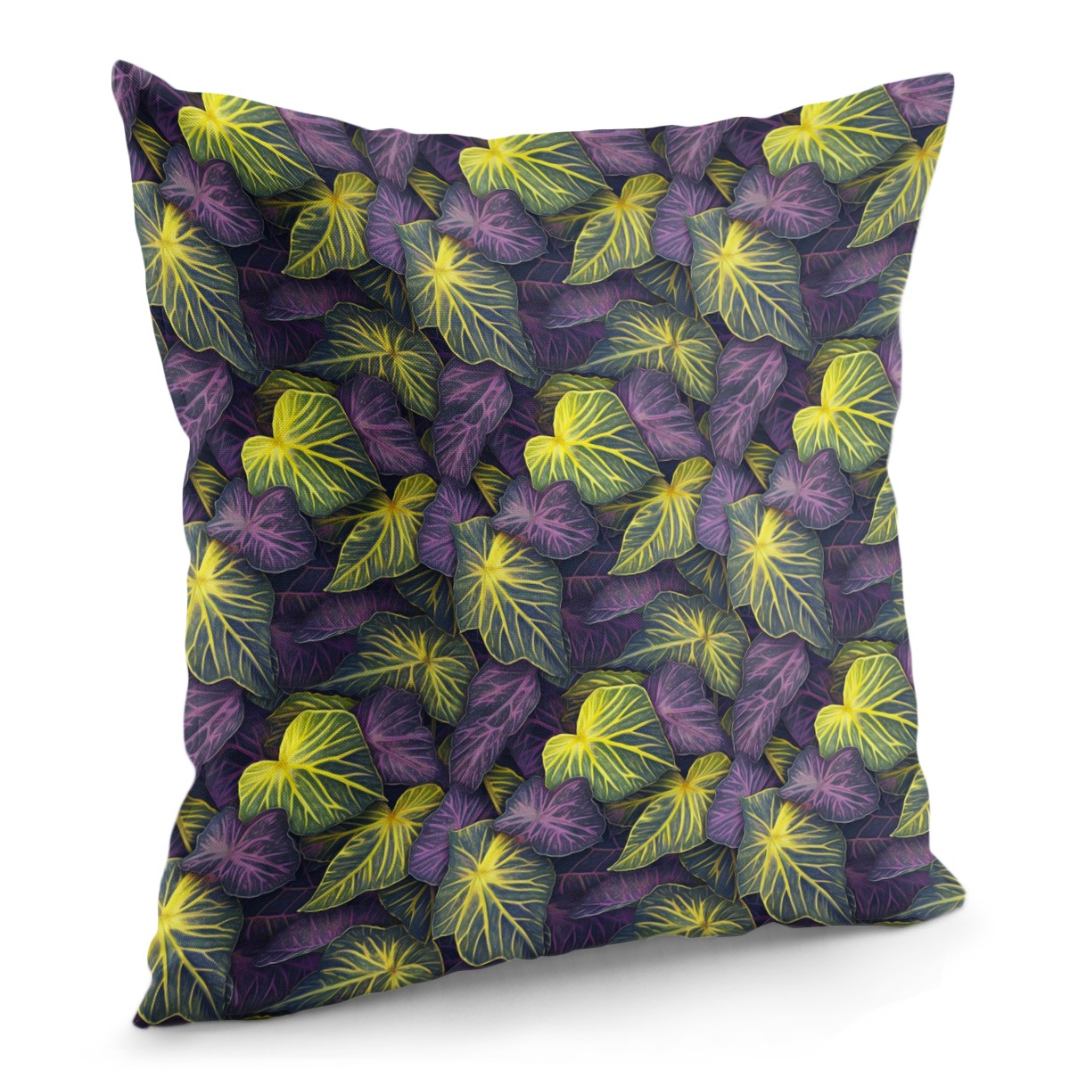 Luxtrini Iridescent Syngonium: Purple and Yellow Pillow Cover