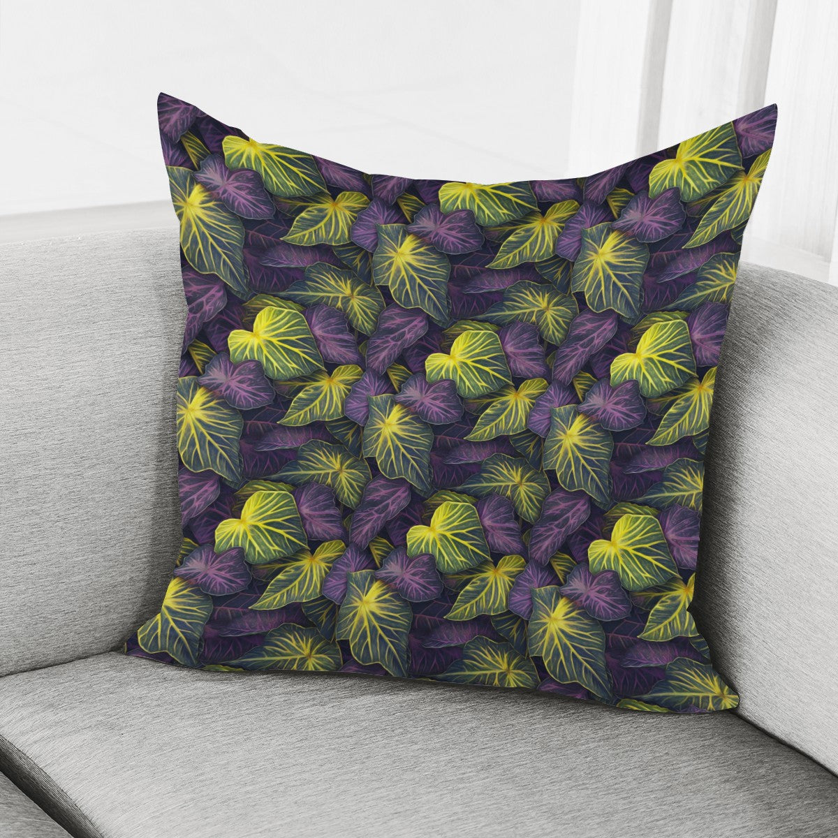 Luxtrini Iridescent Syngonium: Purple and Yellow Pillow Cover