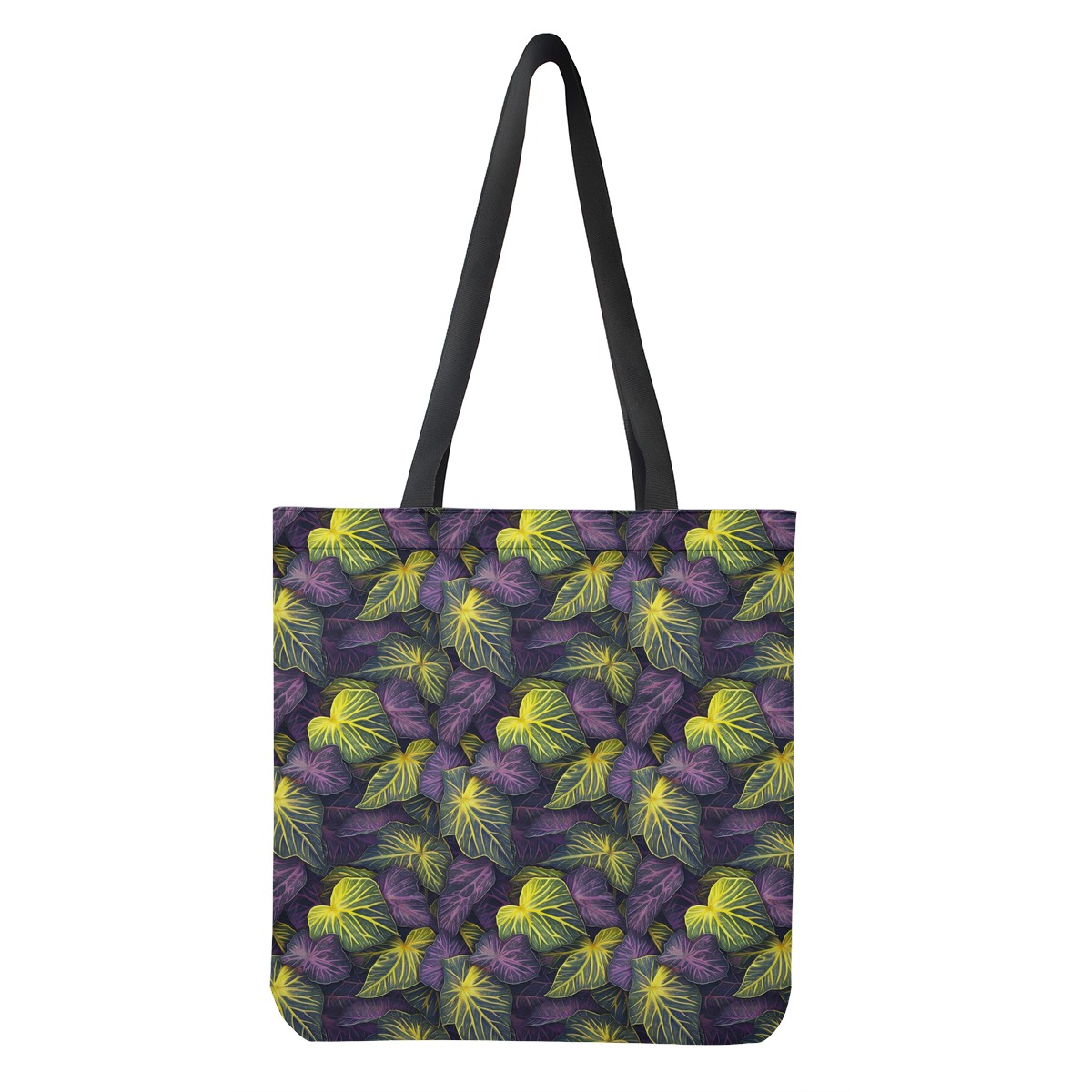 Luxtrini Iridescent Syngonium: Purple and Yellow Cloth Tote Bags