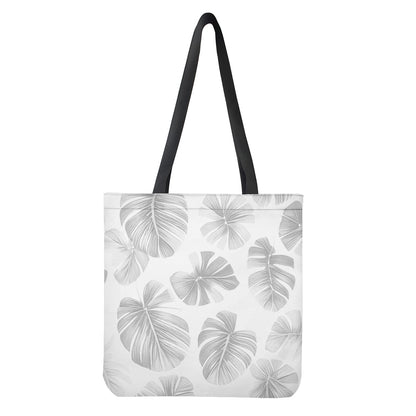 White Monstera Cloth Tote Bags