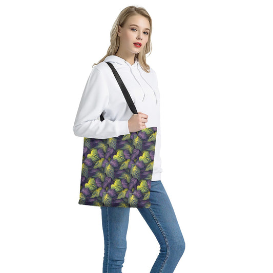 Luxtrini Iridescent Syngonium: Purple and Yellow Cloth Tote Bags