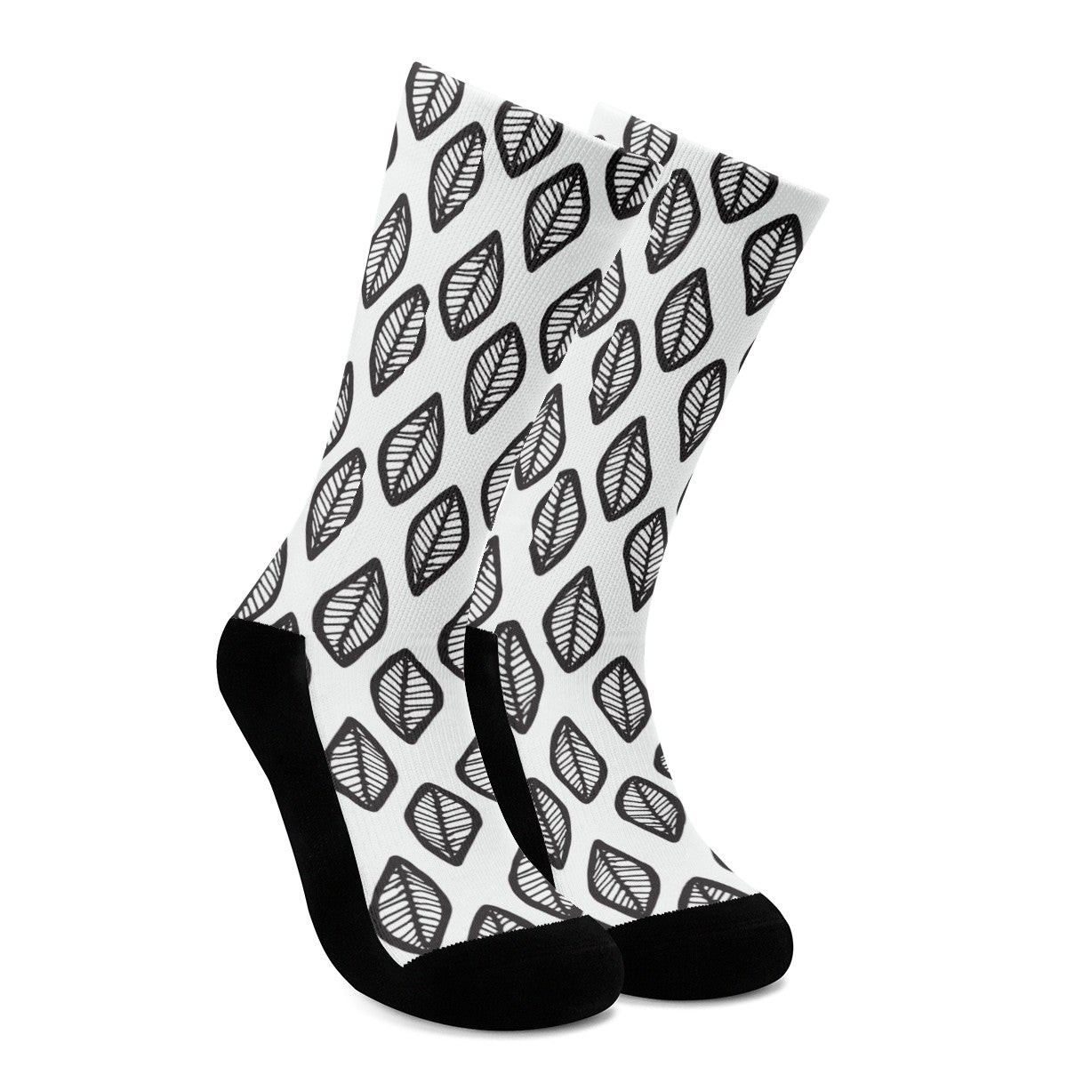 African Mud Print #16 Black and White Crew Socks