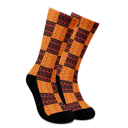 Black and Orange Tribal Design - Crew Socks