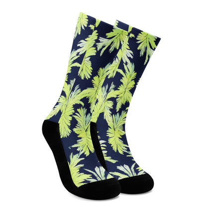 Puakenikeni - Lime Green and Black Crew Socks