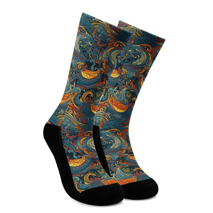 Majestic Dragon and a Graceful Phoenix Crew Socks